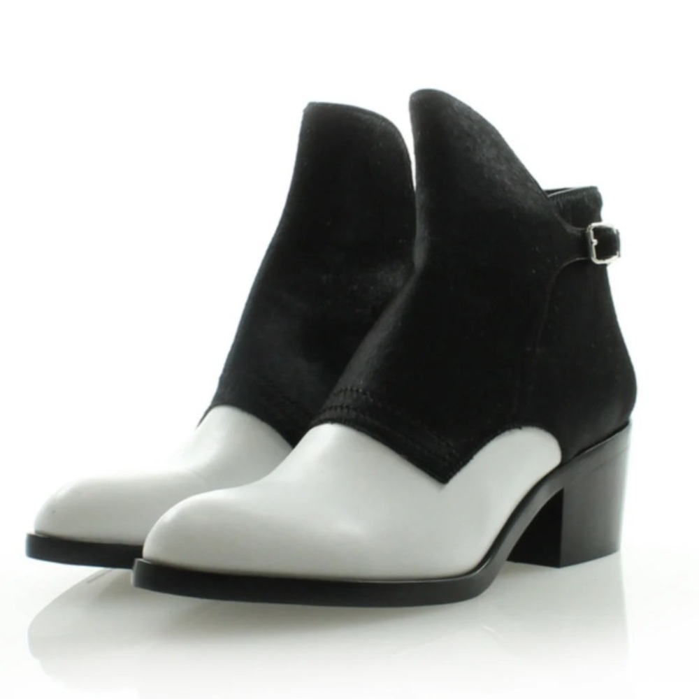 Alexander Wang Black & White Calf-Hair Cara Boots